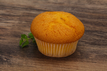 Sweet tasty muffin served mint