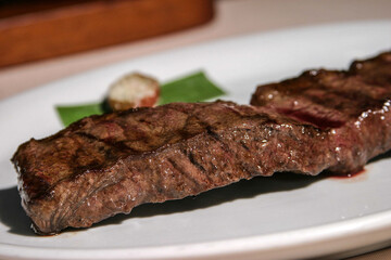 GRILLED STRIP STEAK ON THE PLATE