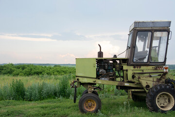 Old rusted rural farm tractor