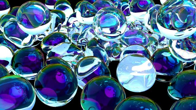3d rainbow soft sphere fall on black 4k
