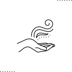 hand holds a wind element of earth symbol, Environment  vector icon in outlines