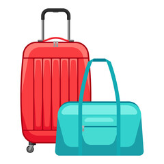 Illustration of travel suitcase and bag.