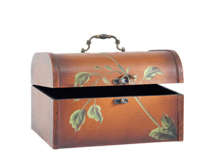 vintage wooden box isolated on white