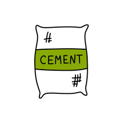 cement bag doodle icon, vector color illustration