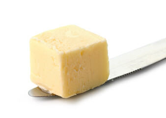 butter cube on knife