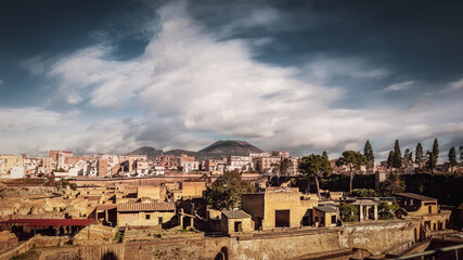 Herculaneum ruins and vesuvius