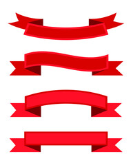 Set of red ribbon banners