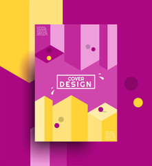 Modern cartoon isometric cover design for arciteck poster, banner or title. Layout for web background. Eps 10 vector