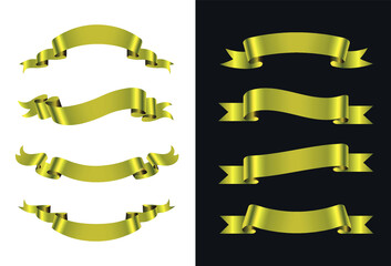 Gold ribbon banners set