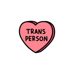 trans person heart doodle icon, vector color illustration