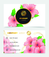 Vector business card with flowers