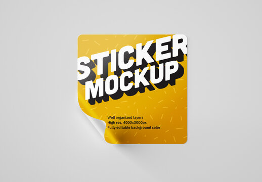 Square Sticker Mockup
