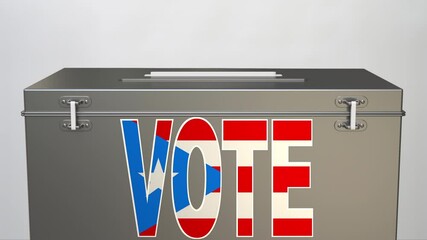 Hand with paper and ballot box with flag of Puerto Rico, election related clip