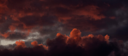 The dark blue evening sky. Before the storm