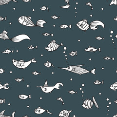 Aquarium fish seamless pattern. Texture for fabric, wrapping, textile, wallpaper, apparel. 