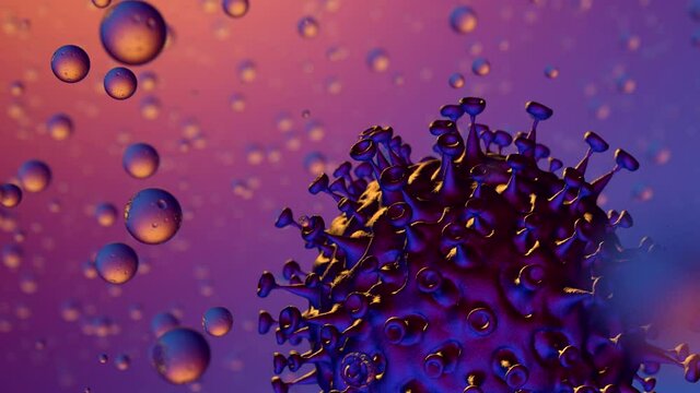 Coronavirus disease COVID-19 outbreak. Microscopic view of a infectious virus cell. SARS-CoV-2 mutation arcturus. 3D animation