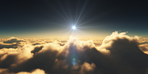 above clouds sunrise sun ray illustration