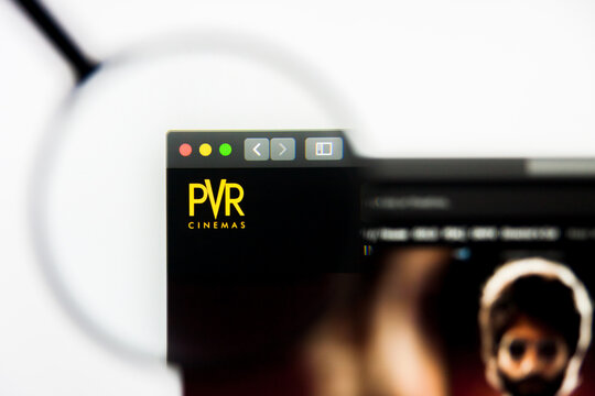 New York, New York State, USA - 19 June 2019: Illustrative Editorial of PVR website homepage. PVR logo visible on display screen.