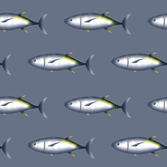 Seamless pattern shiny tuna fish