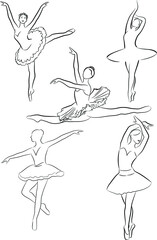 Ballerinas collection, line drawing
Vector image of ballet dancers in various poses of dance.
