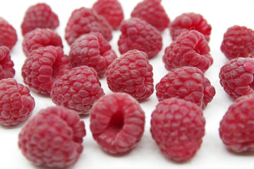 Raspberry isolated. Raspberry on white. Raspberry isolated on a white background. Red raspberry on a white background. Raspberries. 