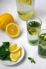 Sassy water with fresh lemons, mint and ginger