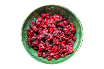 dried cherry or cranberry sweet berries harvesting Menu concept serving size. food background top view copy space