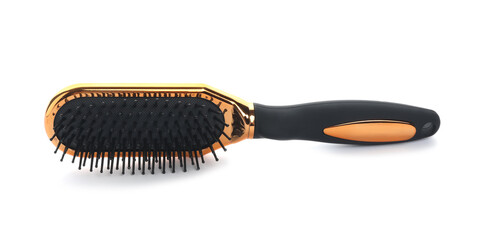 New modern hair brush isolated on white