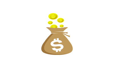 Bag of money growth chart and investment currency collection. increase sales icon trendy and modern money grow symbol for logo, web, app, UI. progress income icon simple sign. money profit flat isolat