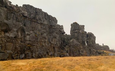 Rock wall near continental divide