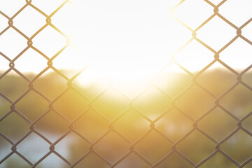 Safety net, fence, metal mesh against the sunlight