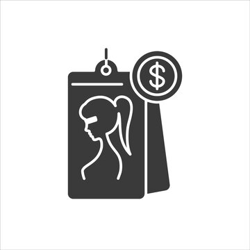 Prostitution Black Glyph Icon. Sexual Services For Money. Sex Trade, Slavery Concept. Sign For Web Page, Mobile App, Banner, Social Media