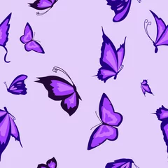 Poster Vlinders abstract vlinderpatroon in paarse kleuren