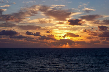 A colorful sunrise over the Atlantic ocean