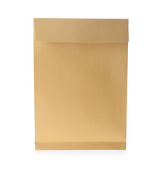 Kraft paper envelope isolated on white. Mail service