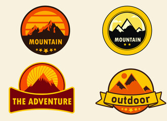 Set Badges mountain travel, Desert illustration vector, Camping outdoor adventure emblems