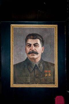 GORI, GEORGIA - JULY 21, 2014: Stalin's portrait in the Museum of Joseph Stalin in Gori, the birth town of Stalin. Joseph Stalin was the leader of the Soviet Union from the 1920s until in1953.