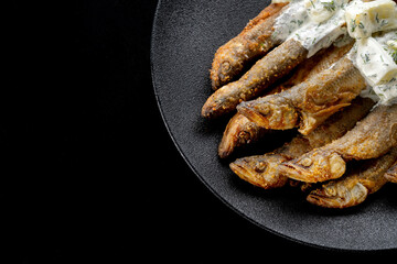 Roasted smelt fish. Traditional Russian spring seasonal dish