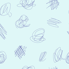 Seamless pattern of hand drawn doodle shapes, vector design elements. The scribble of a gel pen.