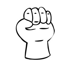 Hand clenched into a fist. Gesture of strength. Illustration in sketch style. Hand drawn illustrations.