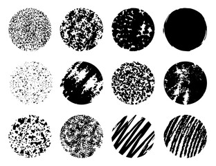 Vector set of grunge circle brush strokes. hand drawn illustration