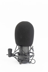 Black Studio Condenser Professional Microphone above white background