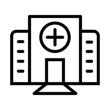 recommend clip art: Hospital building icon illustration in line style. Medical clinic symbol.