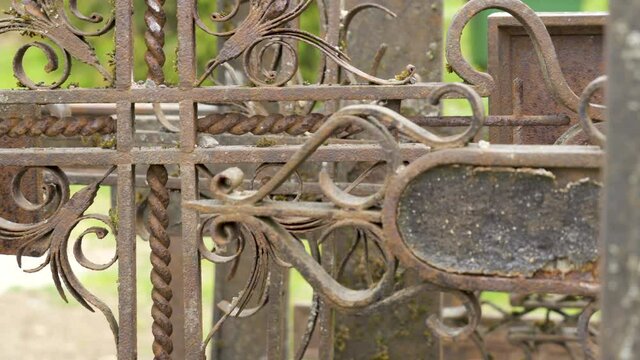 The look of the rusty iron fence of the house