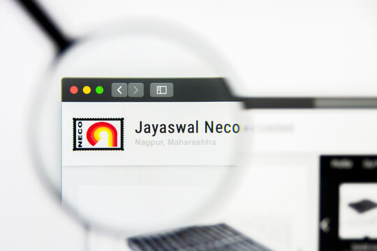 New York, New York State, USA - 19 June 2019: Illustrative Editorial of Jayaswal Neco Industries website homepage. Jayaswal Neco Industries logo visible on display screen.