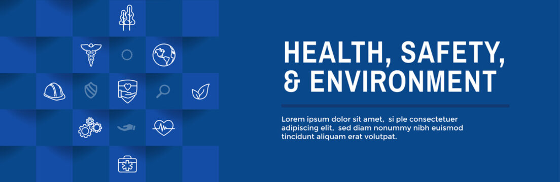 Health Safety and Environment Icon Set & Web Header Banner