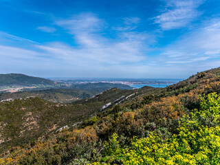 Fototapeta na wymiar Setubal city view from Arrabida Natural Park Hill, in Portugal