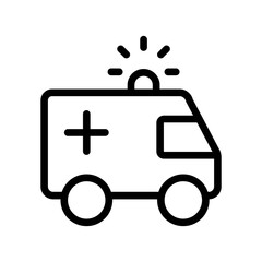 Ambulance icon in line design style. Emergency care sign.