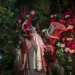 Fabulous stylization of Santa Muerte - Holy Death - modern religious cult. Concept Art fairy tale...