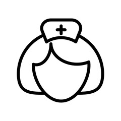 Nurse icon illustration in line design style. Hospital staff sign. Medic, doctor assistant symbol.